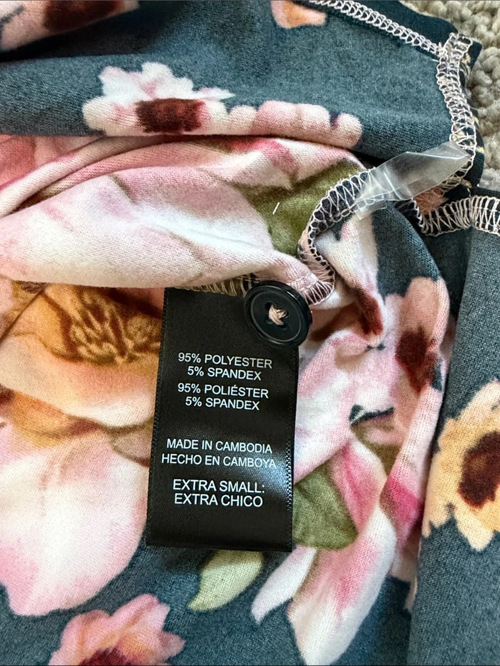 Room Service Dark Floral Pajamas Sleep Loungewear Set Pink Black XS Pockets